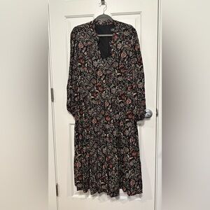 Jessica Howard Black and Red Floral Long Sleeve Dress